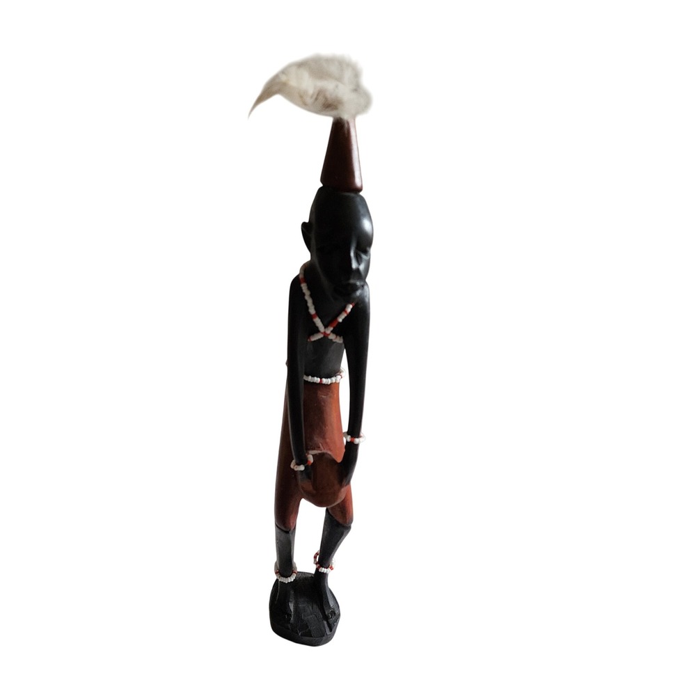 Vintage African Tribal Wood Figurine Sculpture Folk Art Statue‎ Home Decor